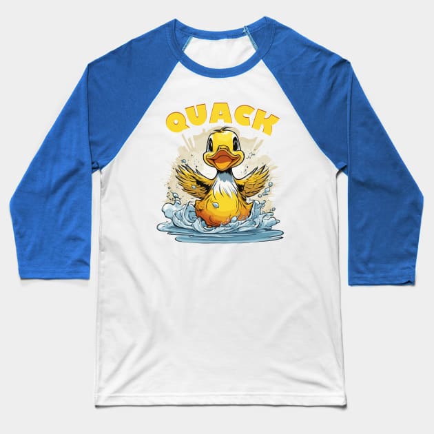 quack duck Baseball T-Shirt by Kingrocker Clothing